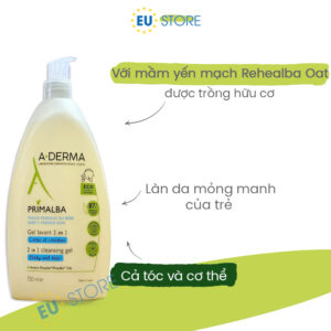 Sữa tắm gội cho bé sơ sinh A-Derma Primalba 2in1 750ml | eustore.com.vn