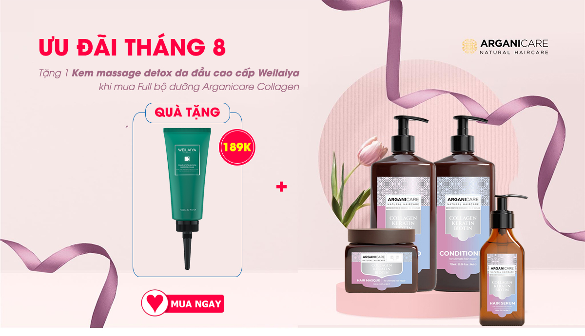 Full Bộ dưỡng tóc Arganicare Collagen Argan Oil tái tạo và phục hồi tóc hư tổn | eustore.com.vn
