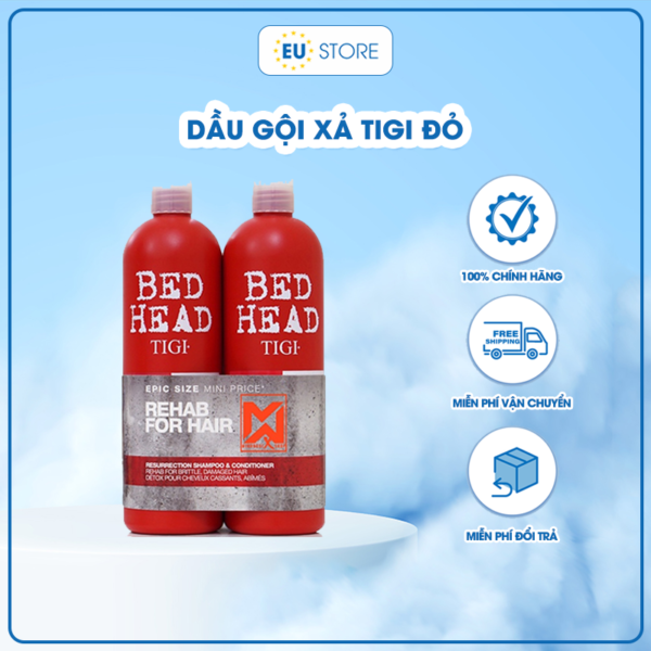 Cặp dầu gội xả phục hồi tóc hư tổn Tigi đỏ Bed Head 750ml