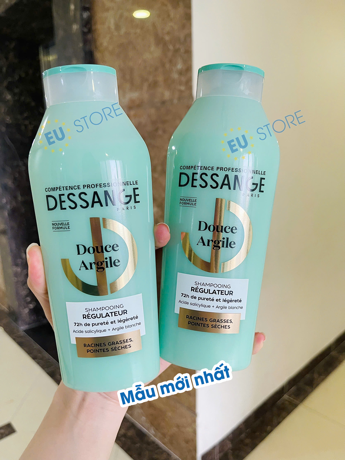 Dầu gội Dessange Douce Argile xanh Pháp 250ml kiềm dầu, giảm bết tóc