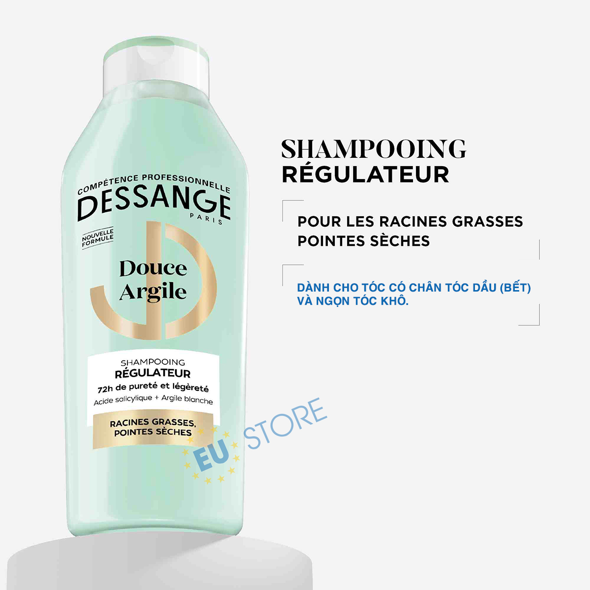 Dầu gội Dessange Douce Argile xanh Pháp 250ml kiềm dầu, giảm bết tóc