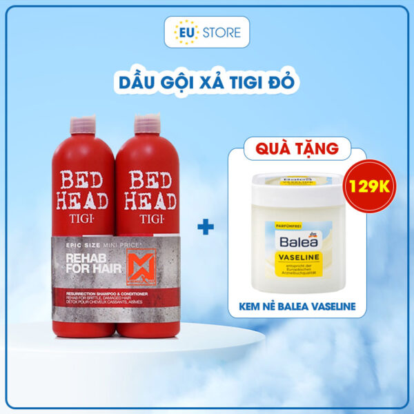 Cặp dầu gội xả phục hồi tóc hư tổn Tigi đỏ Bed Head 750ml