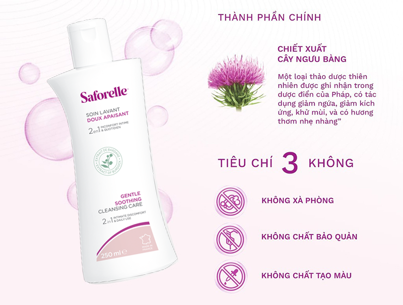 Thành phần của dung dịch vệ sinh phụ nữ Saforelle