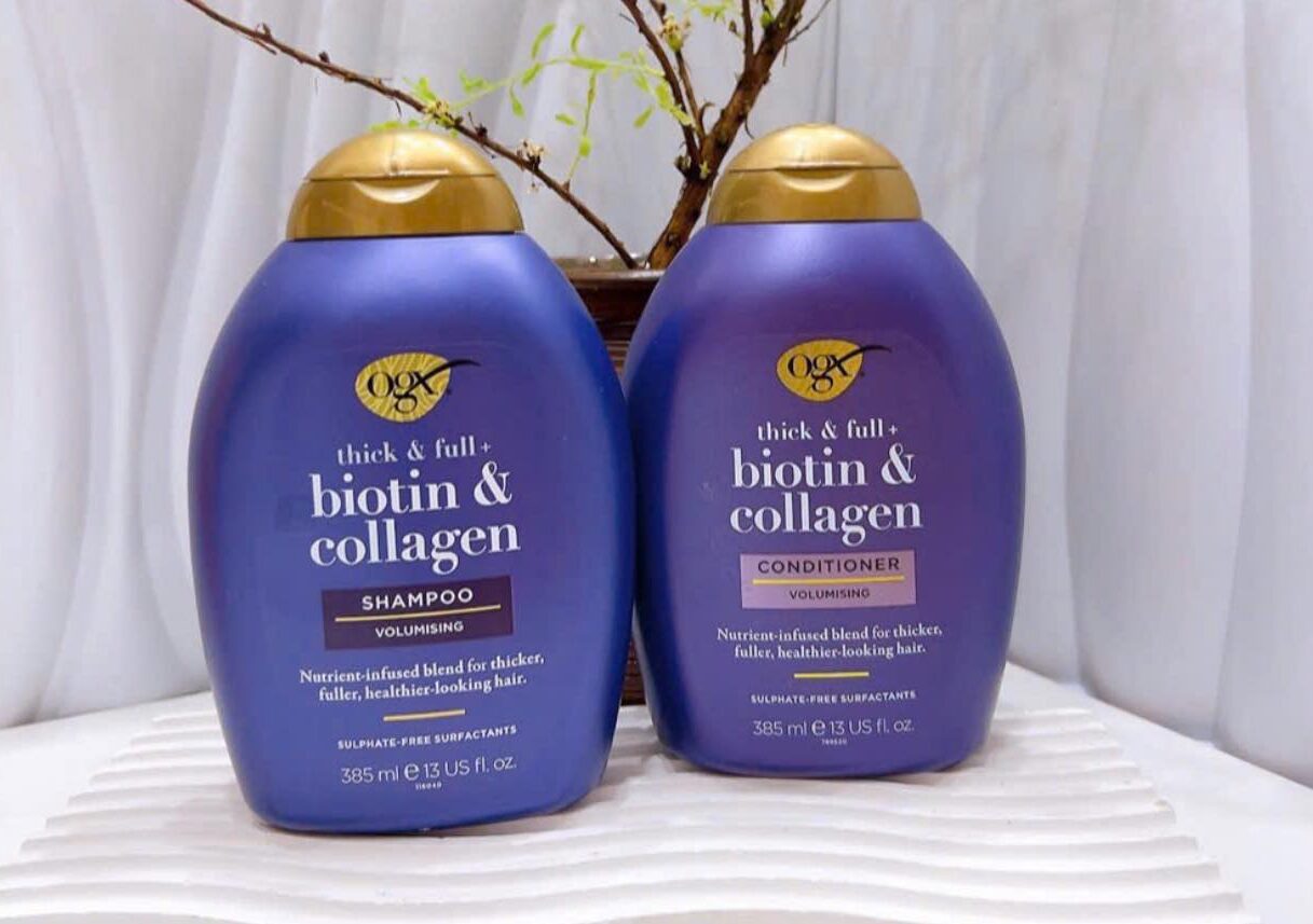 [Mẫu mới] Cặp gội xả Biotin Collagen tím 385ml ngăn rụng tóc, kích thích mọc tóc | eustore.com.vn