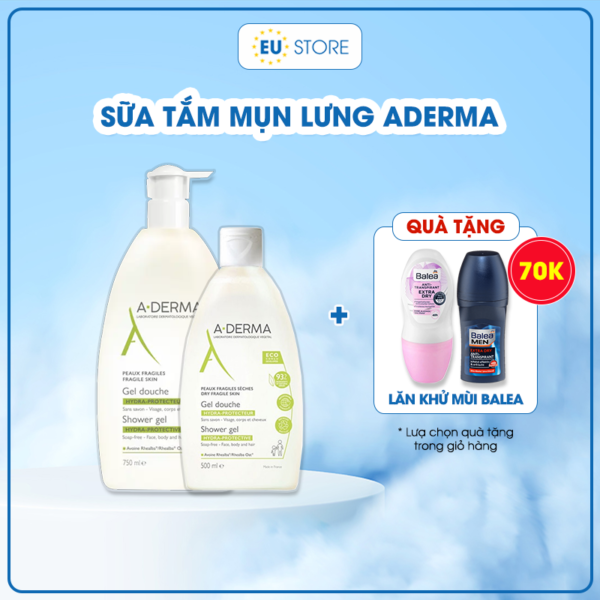 Sữa tắm trị mụn lưng Aderma 500ml & 750ml cho cả nam và nữ