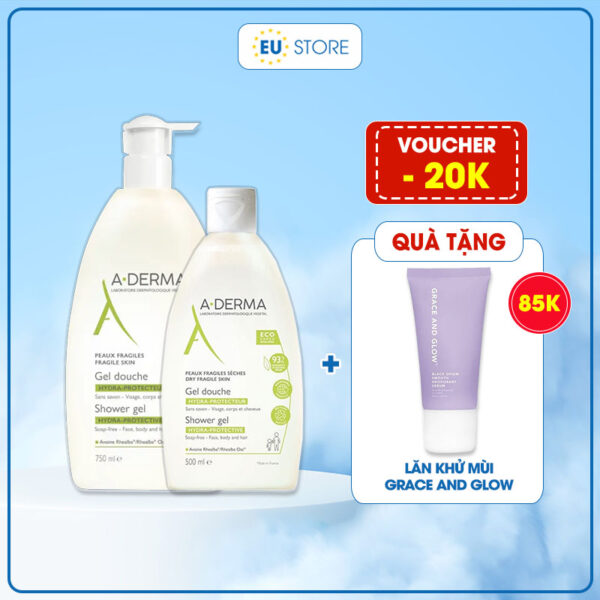 Sữa tắm Aderma 500ml & 750ml trị mụn lưng, viêm nang lông | eustore.com.vn