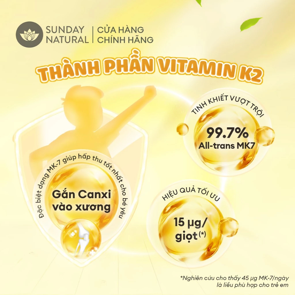 [Mẫu Mới] Vitamin D3K2 MK7 Sunday Natural 20ml nhập khẩu chuẩn Đức