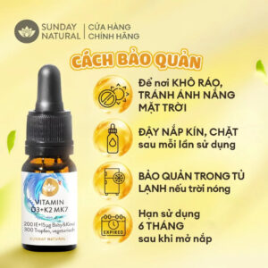 [Mẫu Mới] Vitamin D3K2 MK7 Sunday Natural 20ml nhập khẩu chuẩn Đức