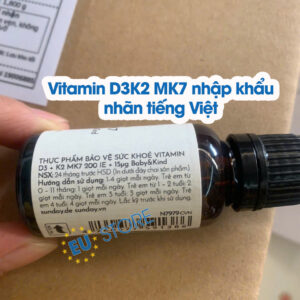 [Mẫu Mới] Vitamin D3K2 MK7 Sunday Natural Của Đức 20ml hàng nhập khẩu có nhãn tiếng Việt