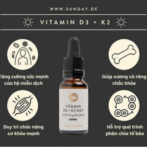 Công dụng chính của Vitamin D3K2 MK7 Đức mẫu mới