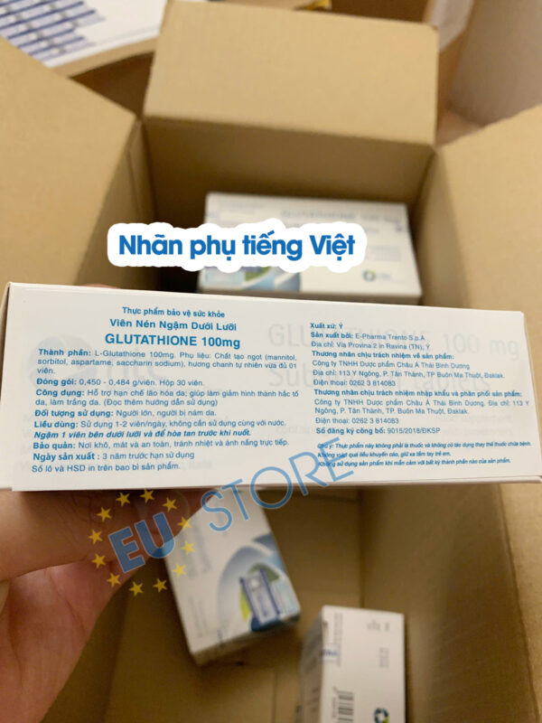 Viên Ngậm Trắng Da Glutathione 100mg Nhập Khẩu Từ Italy | eustore.com.vn