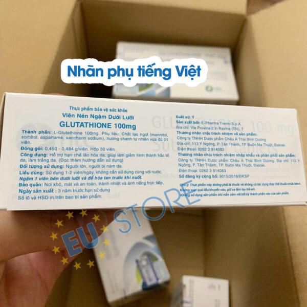 Viên Ngậm Trắng Da Glutathione 100mg Nhập Khẩu Từ Italy | eustore.com.vn