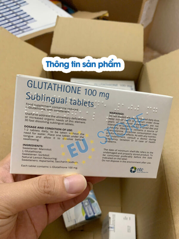 Viên Ngậm Trắng Da Glutathione 100mg Nhập Khẩu Từ Italy | eustore.com.vn