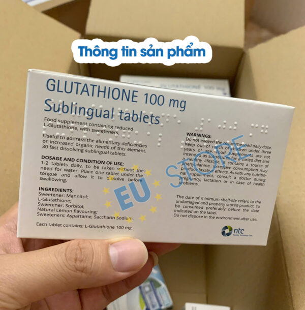 Viên Ngậm Trắng Da Glutathione 100mg Nhập Khẩu Từ Italy | eustore.com.vn