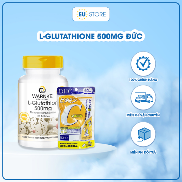 Viên uống trắng da L-Glutathione 500mg Warnke Đức hộp 100 viên