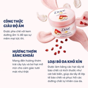 Tẩy da chết body DOVE Lựu và Maca 225ml bản Đức | EU Store