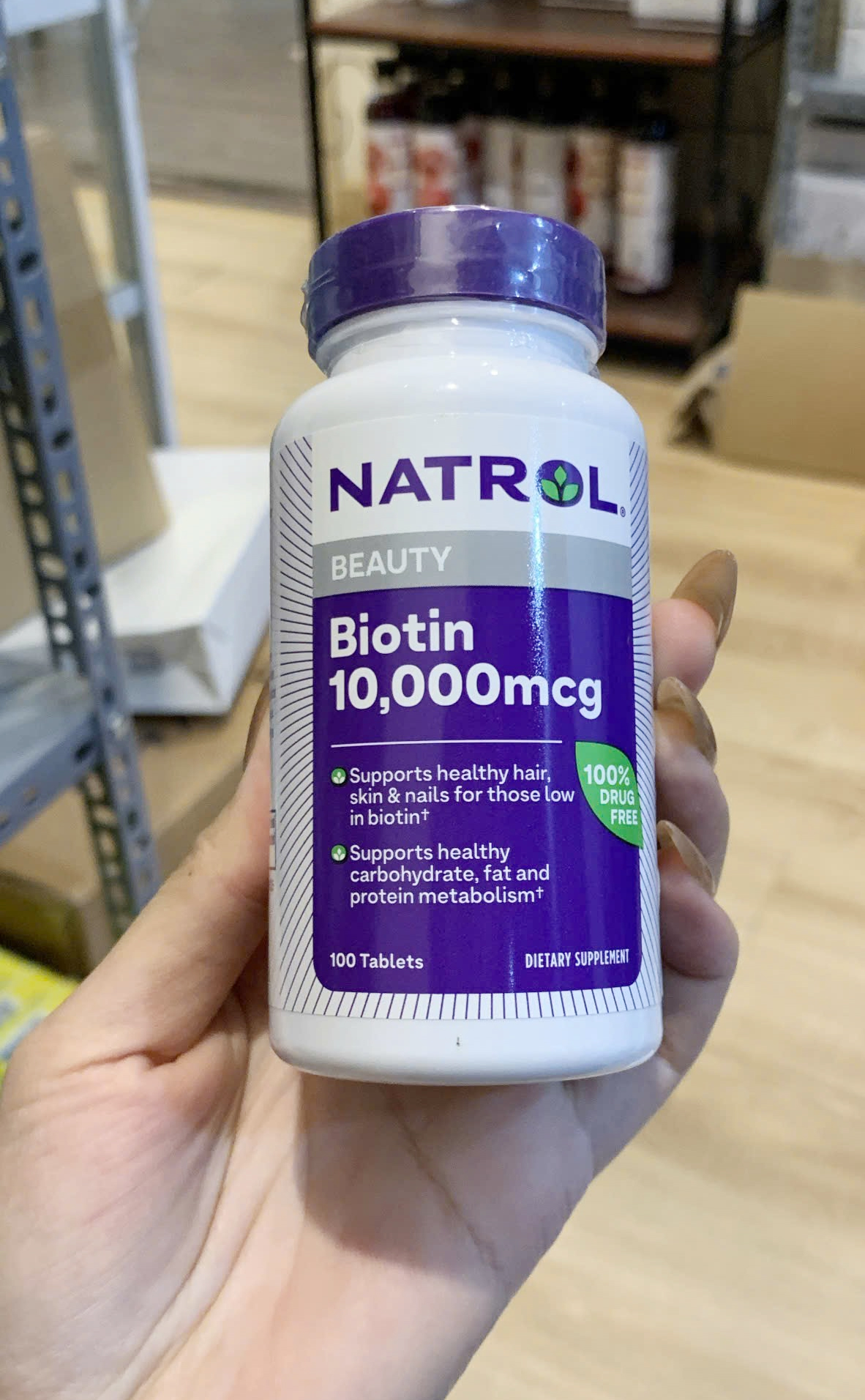 Viên uống mọc tóc Biotin Natrol Mỹ 10000mcg chính hãng hộp 100 viên