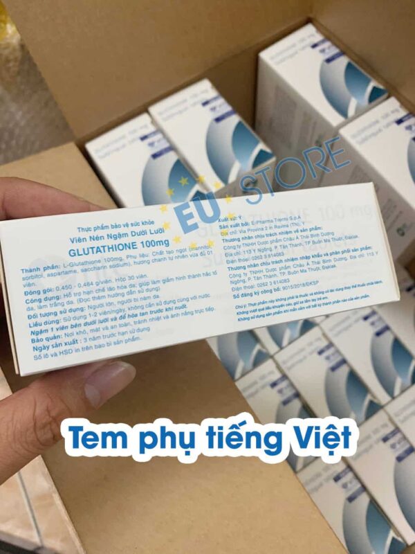 Viên ngậm trắng da Glutathione 100mg nhập khẩu từ Ý chính hãng | EU Store