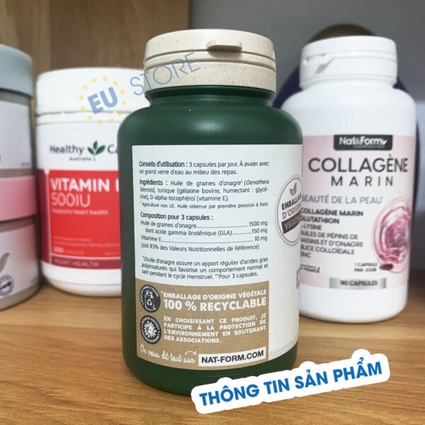 Thành phần trong 3 viên uống hoa anh thảo Pháp Nat & Form | EU Store