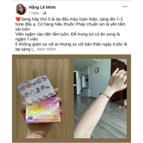 [Date 2025] Viên ngậm trắng da Glutathion Fort 300mg Pháp review