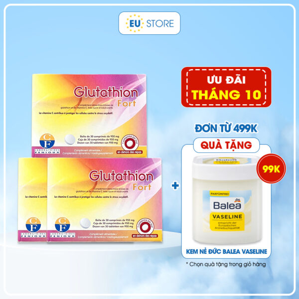 Viên ngậm trắng da Glutathion Fort của Pháp hộp 30 viên | EU Store