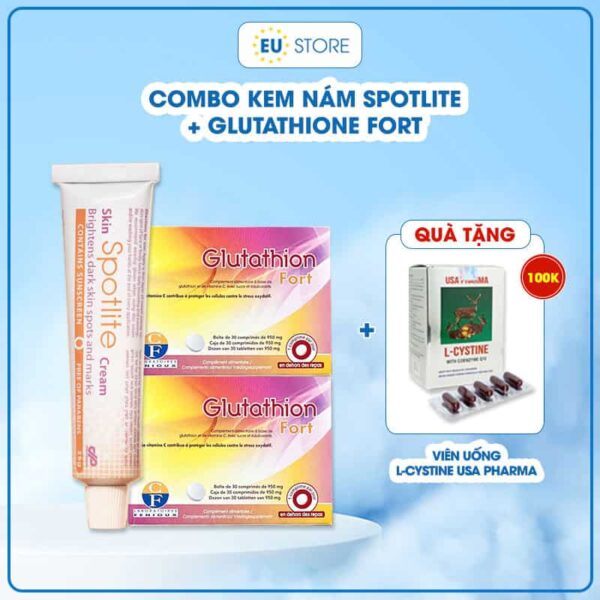 Combo Kem trị nám Spotlite Cream và Viên ngậm trắng da Glutathione Fort | eustore.com.vn