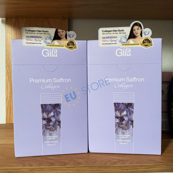 Collagen Saffron Gilaa cao cấp dạng bột uống hộp 60 gói | EU Store