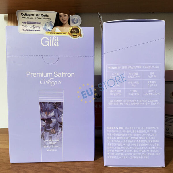 Collagen Saffron Gilaa cao cấp dạng bột uống hộp 60 gói | EU Store