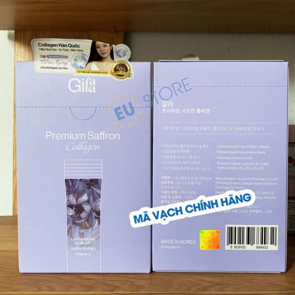 Collagen Saffron Gilaa cao cấp dạng bột uống hàng chính hãng mã vạch chuẩn Hàn Quốc | EU Store