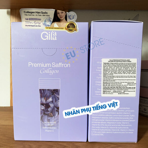 Collagen Saffron Gilaa cao cấp dạng bột uống hàng chính hãng có tem phụ tiếng Việt | EU Store