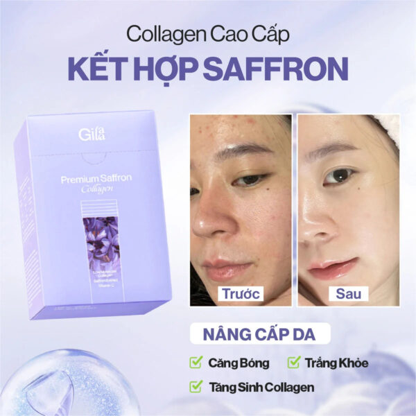 Collagen Saffron Gilaa cao cấp dạng bột uống hộp 60 gói | EU Store