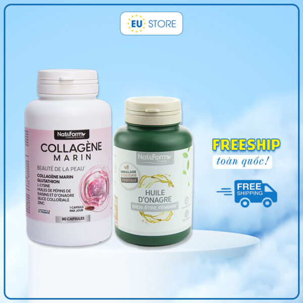 Combo Collagen Marin Glutathione & Hoa anh thảo Pháp Nat Form