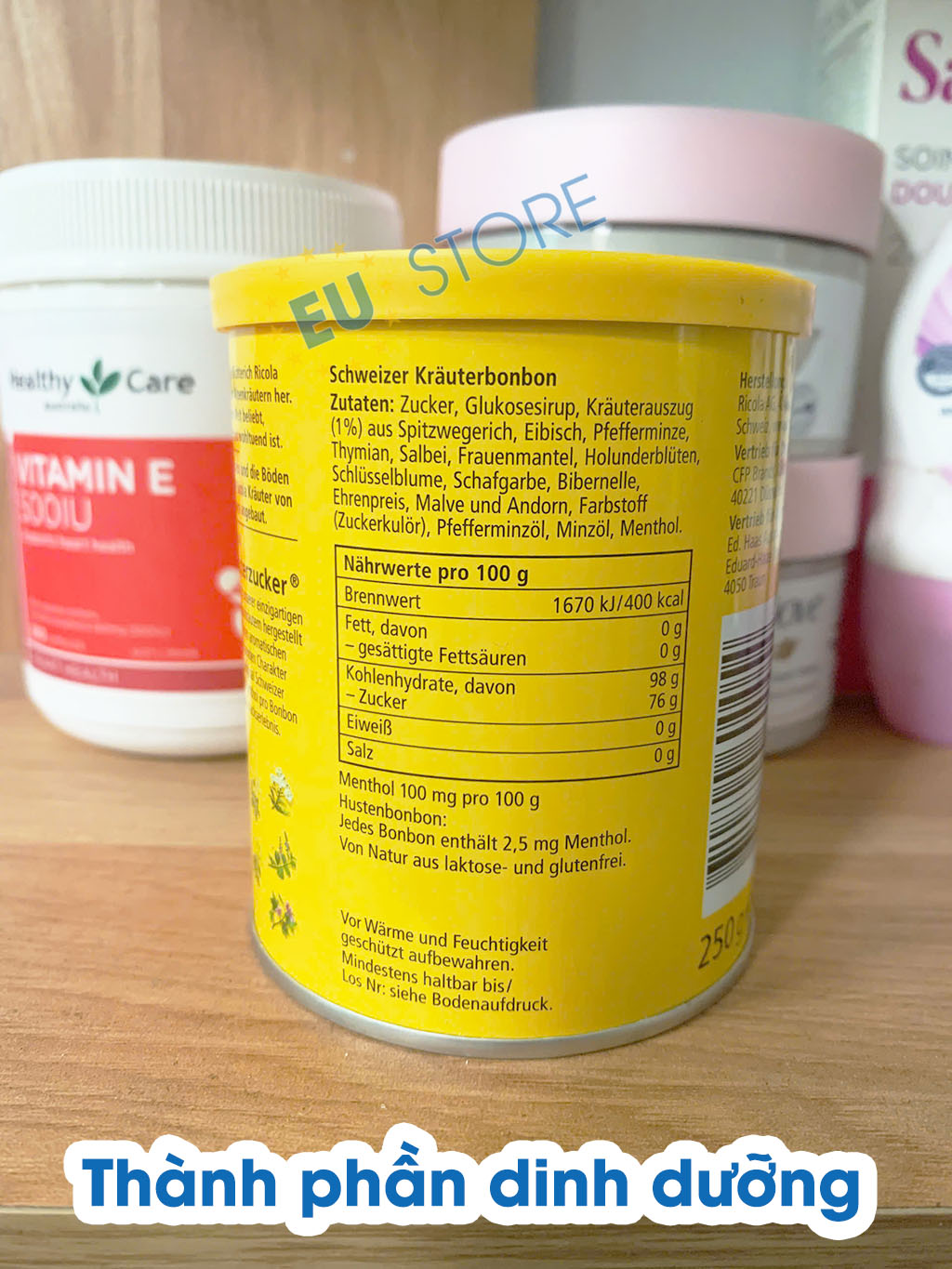 Kẹo ngậm ho RICOLA Original Đức 250g thảo mộc 100 viên giảm ho, dịu họng hiệu quả | eustore.com.vn