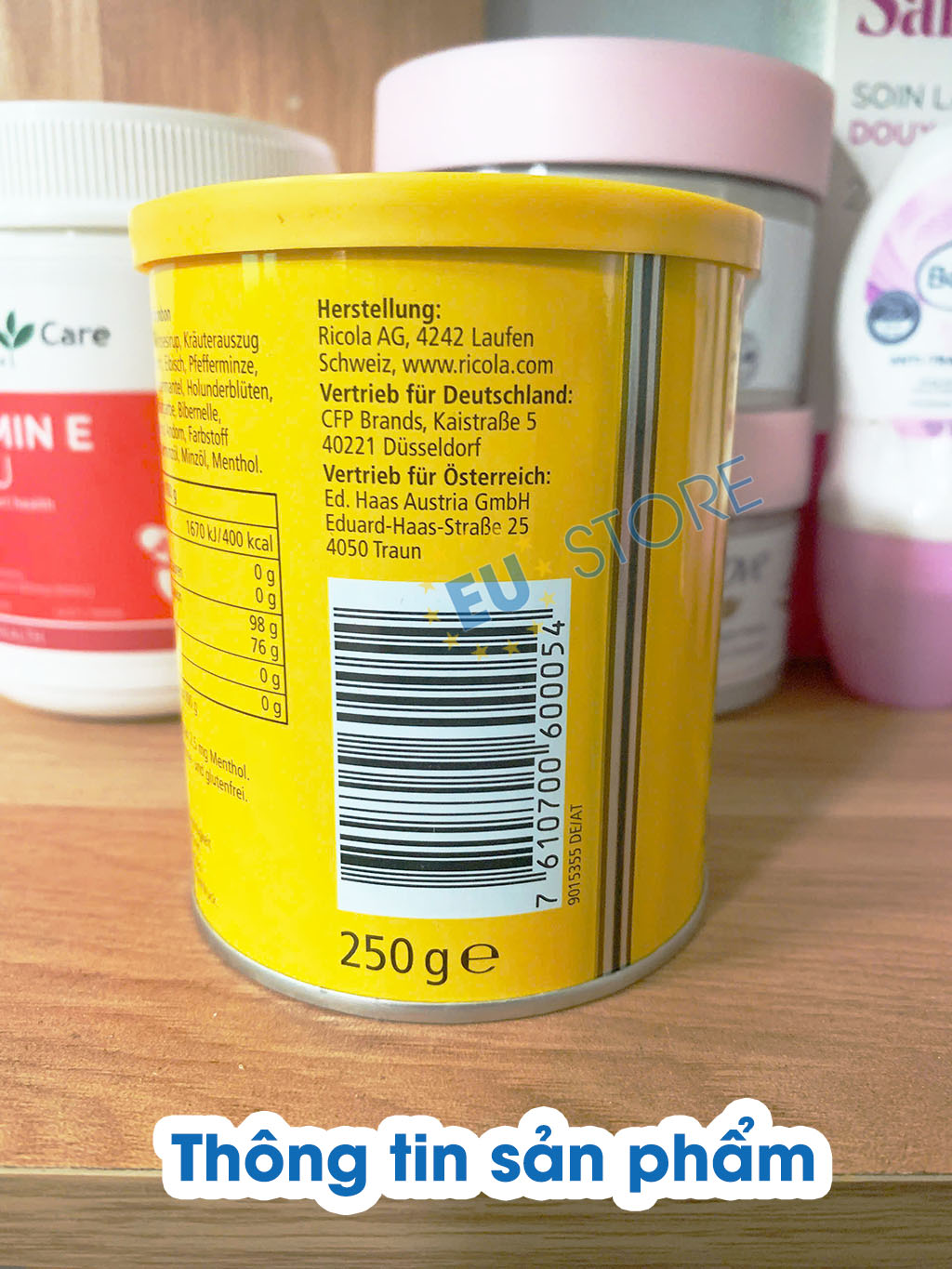 Kẹo ngậm ho RICOLA Original Đức 250g thảo mộc 100 viên giảm ho, dịu họng hiệu quả | eustore.com.vn