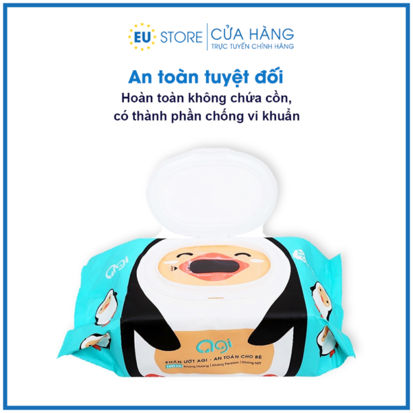 Khăn ướt AGI 100 tờ không mùi, siêu mềm mịn, an toàn cho bé | EU Store