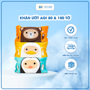 Khăn ướt AGI 100 tờ không mùi, siêu mềm mịn, an toàn cho bé | EU Store