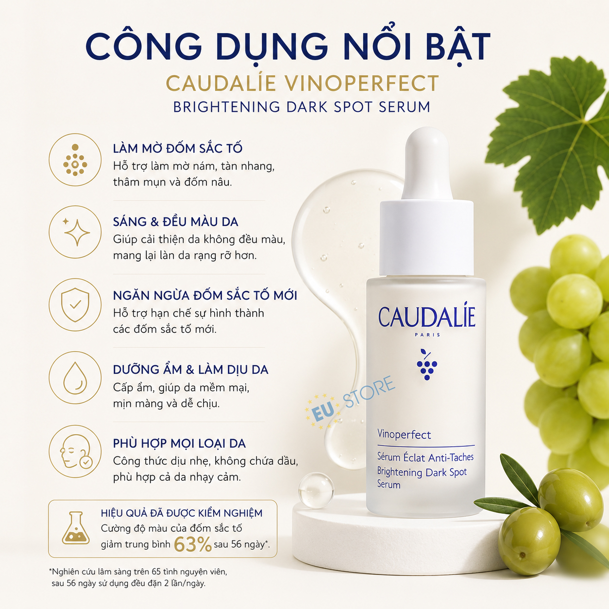Công dụng của Serum Caudalie Vinoperfect Brightening Dark Spot 10ml & 50ml mờ thâm nám, trắng da Công dụng của Serum Caudalie Vinoperfect Brightening Dark Spot 10ml & 50ml mờ thâm nám, trắng da
