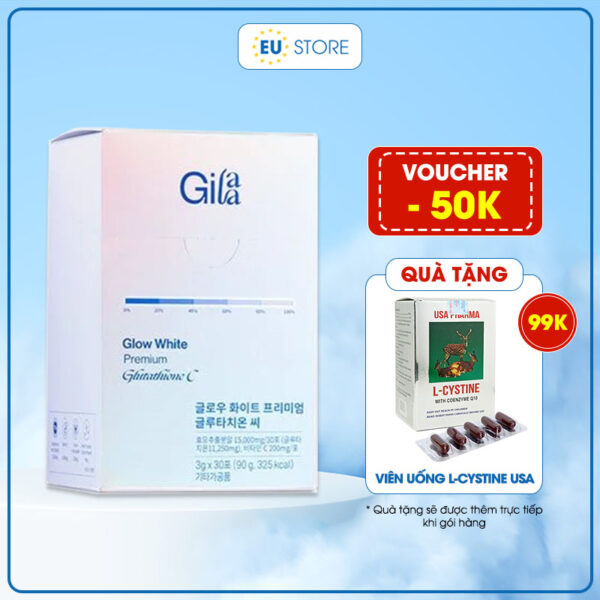 Bột Ngậm Trắng Da Glutathione C Gilaa 90g/hộp (3g x 30 gói) | eustore.com.vn