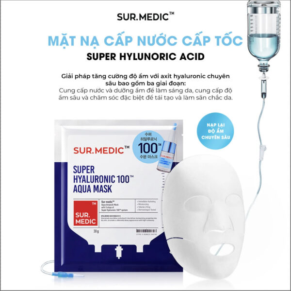 Mặt Nạ Sur.Medic+ Super Hyaluronic 100™ Aqua Mask Cấp Nước & Cấp Ẩm Chuyên Sâu