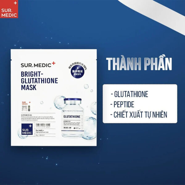 Thành phần trong mặt Nạ Sur.Medic+ Bright Glutathione Mask dưỡng trắng da, mờ thâm sạm mẫu mới