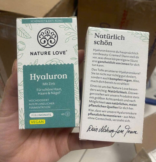 Viên uống cấp nước Hyaluron 500 Nature Love Đức thuần chay, cấp ẩm da, ngừa lão hóa, tốt cho mắt và khớp | Eustore.com.vn