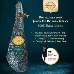 Đùi heo đen muối Jamón De Bellota 100% Raza Iberica 8kg - 9kg | EU Store