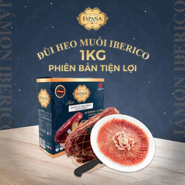 Đùi heo đen muối Jamón Mini 50% Iberico Cebo 1kg nhập khẩu chính hãng | EU Store