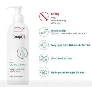 [Hàng Công Ty] Gel tắm ngừa khuẩn, nấm Ziaja Med Kuracja Oczyszczajaca 400ml
