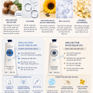 [Mẫu mới] Thành phần trong Kem dưỡng da tay L'occitane Shea Butter 20% & 25% bơ hạt mỡ