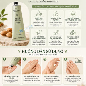 Cách sử dụng Kem dưỡng da tay L'occitane hạnh nhân Amande Sublime Hands Cream 150ml