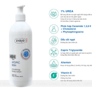 Thành phần của Ziaja Med Atopic Skin 400ml – Nhũ tương 1% Urea dưỡng ẩm phục hồi da cơ địa (mẫu mới)