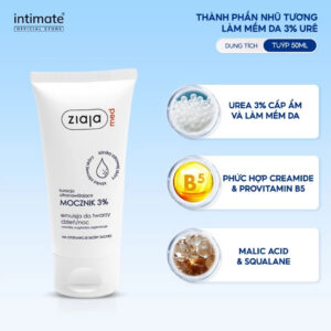 [Hàng Cty] Thành phần của Ziaja Med Ure 3% – Nhũ tương dưỡng ẩm & làm dịu da khô, da cơ địa