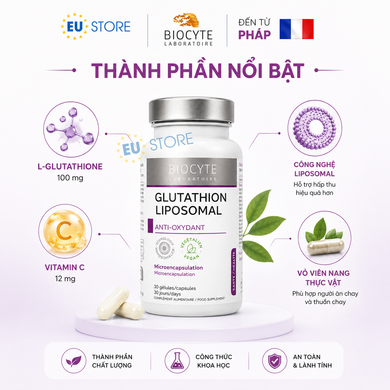 Biocyte Glutathion 100mg Liposomal 30 Viên