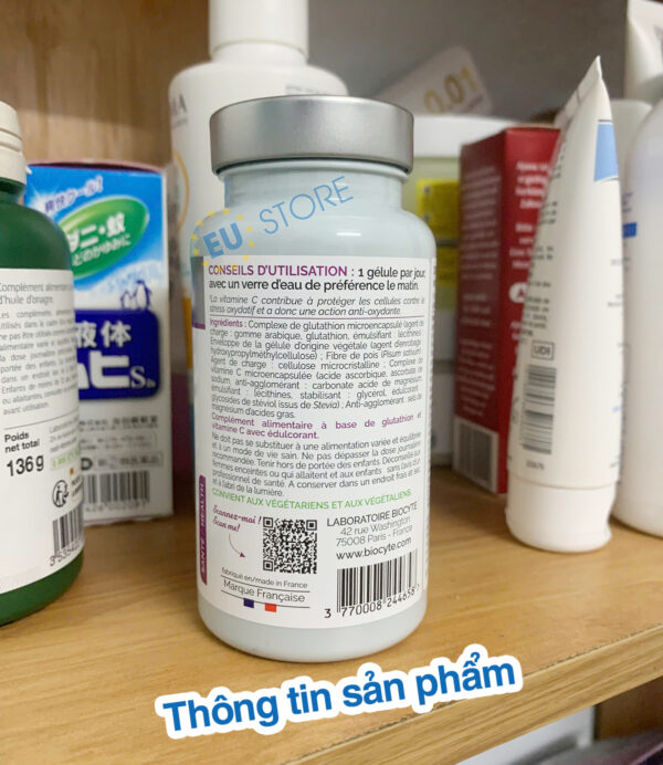 Viên uống Glutathion Liposomal Biocyte hỗ trợ trắng da, mờ nám sạm | eustore.com.vn